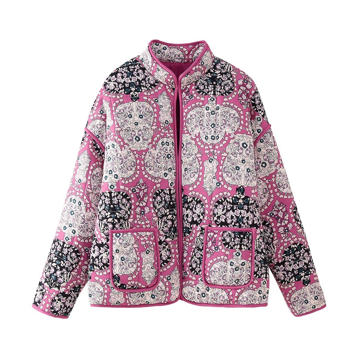 2024 Autumn/Winter New Product Women's Street Fashion Casual Printed Cotton Jacket w028 6246_voghion.com