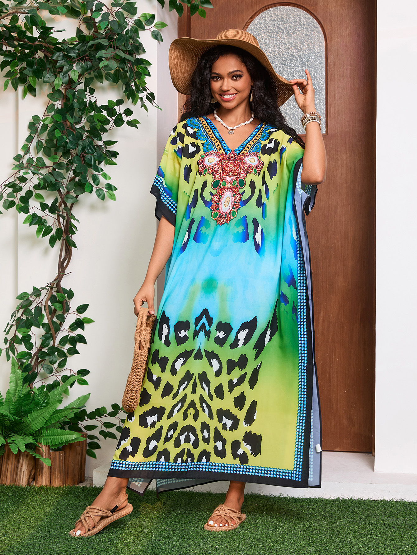 Transfronterizo Amazon nuevo posicionamiento impresa falda larga estilo nacional de vacaciones camisa de playa FR300 (17 colores)