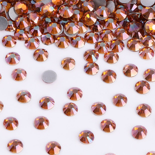 Factory wholesale sunset round glass flat bottom rhinestone nail diy jewelry drill shoes hat accessories dawn