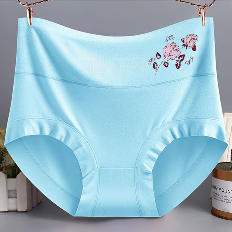 女性パンツモーデール高腰抗菌プリント大サイズの腹を閉じた三角パンツ太ったmm中高年ママパンツ|undefined