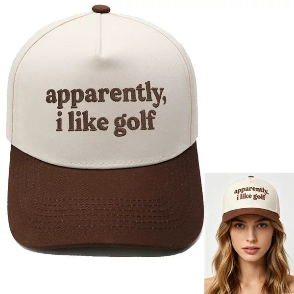 Cross-Border Apparently, I Like Golf Trucker Hats Embroidered Retro Color-Block Baseball Caps for Men and Women