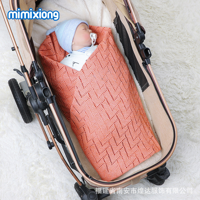 ins热卖款2021婴儿毯男女童针织镂空抱毯宝宝防风盖被