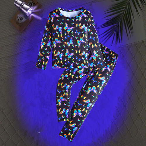 Kids Pajamas Children's Sleepwear Children's Homewear Glow-in-the-Dark Fluorescent 3D Printed Boys' and Girls' Suit Sleepwear