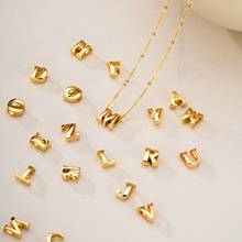 s925纯银欧美镂空26英文字母diy吊坠时尚新款你的名字饰品锁骨链