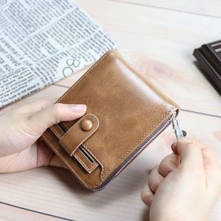 2025 Men's Short Wallet Multi-Functional Large Capacity Multi-Card Slot Wallet with External Zipper Wallet Credit Card