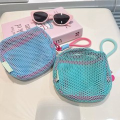 跨境多巴胺豆腐包迷你网纱便携旅行洗漱化妆纳包带提手韩系化妆包