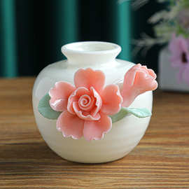 迷你小花瓶花器陶瓷摆件干花插水培客厅书房书架办公桌面装饰