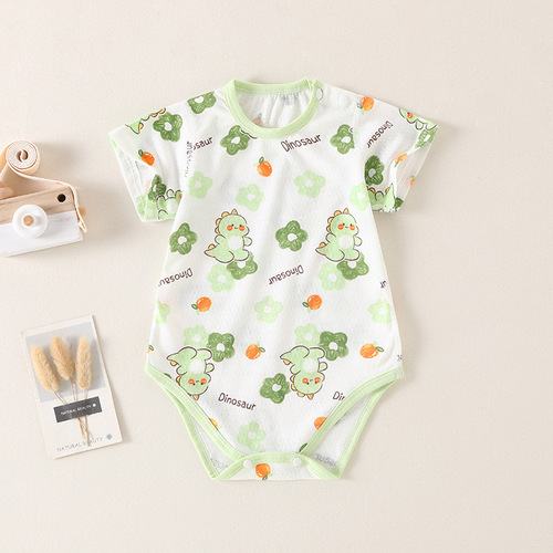 Baby Pouch Top Summer Thin Short Sleeve Onesie Newborn Crawler Suit Baby A-Grade 100% Cotton Triangle