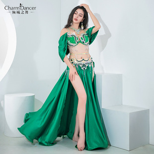 Qingcheng Dance New Belly Dance Performance Suit Double Split Gorgeous Large Dress Oriental Dance Group Competition Performance Suit