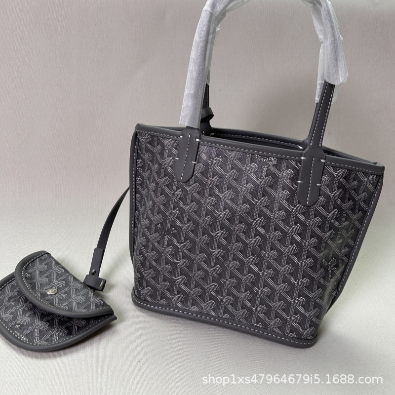 Tote bags両面トートバッグ小サイズ菜藍子カジュアル犬牙片肩女包子母ショッピングバッグ