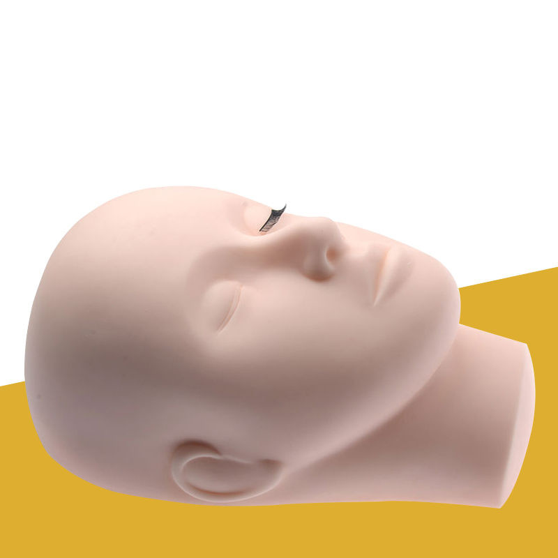 Cabeza de maniquí para pestañas postizas, modelo de práctica de maquillaje y tatuaje de belleza, cabeza de maniquí de silicona con ojos cerrados, venta al por mayor.
