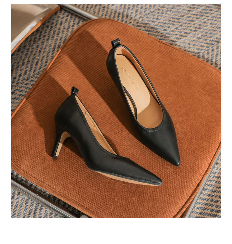 Giày cao gót mũi nhọn miệng nông Jingang ZX60001 – giày stiletto đa năng xuân thu 2025 — màu đen chi tiết 23