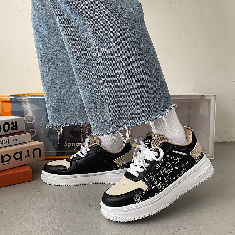 2022 spring ins style cashew flower retro casual sneakers chic street shooting niche college thick-soled sneakers for men