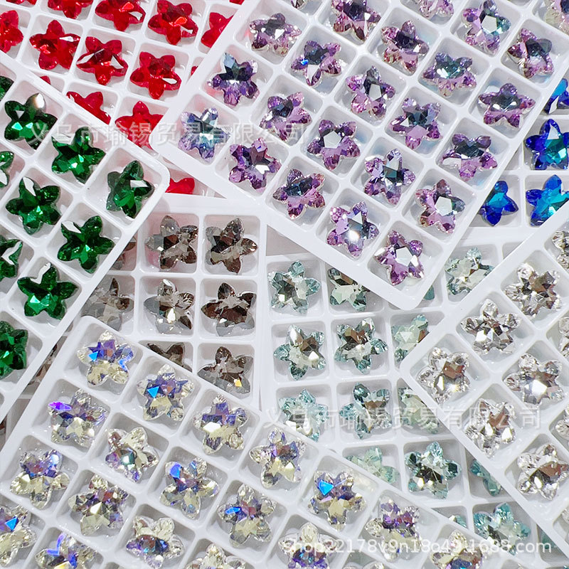 K9 고품질 13X13mm 불가사리 네일 쥬얼리 그물 레드 크리스탈 네일 다이아몬드 쥬얼리 액세서리 슈퍼 플래시 3 차원 다이아몬드 액세서리