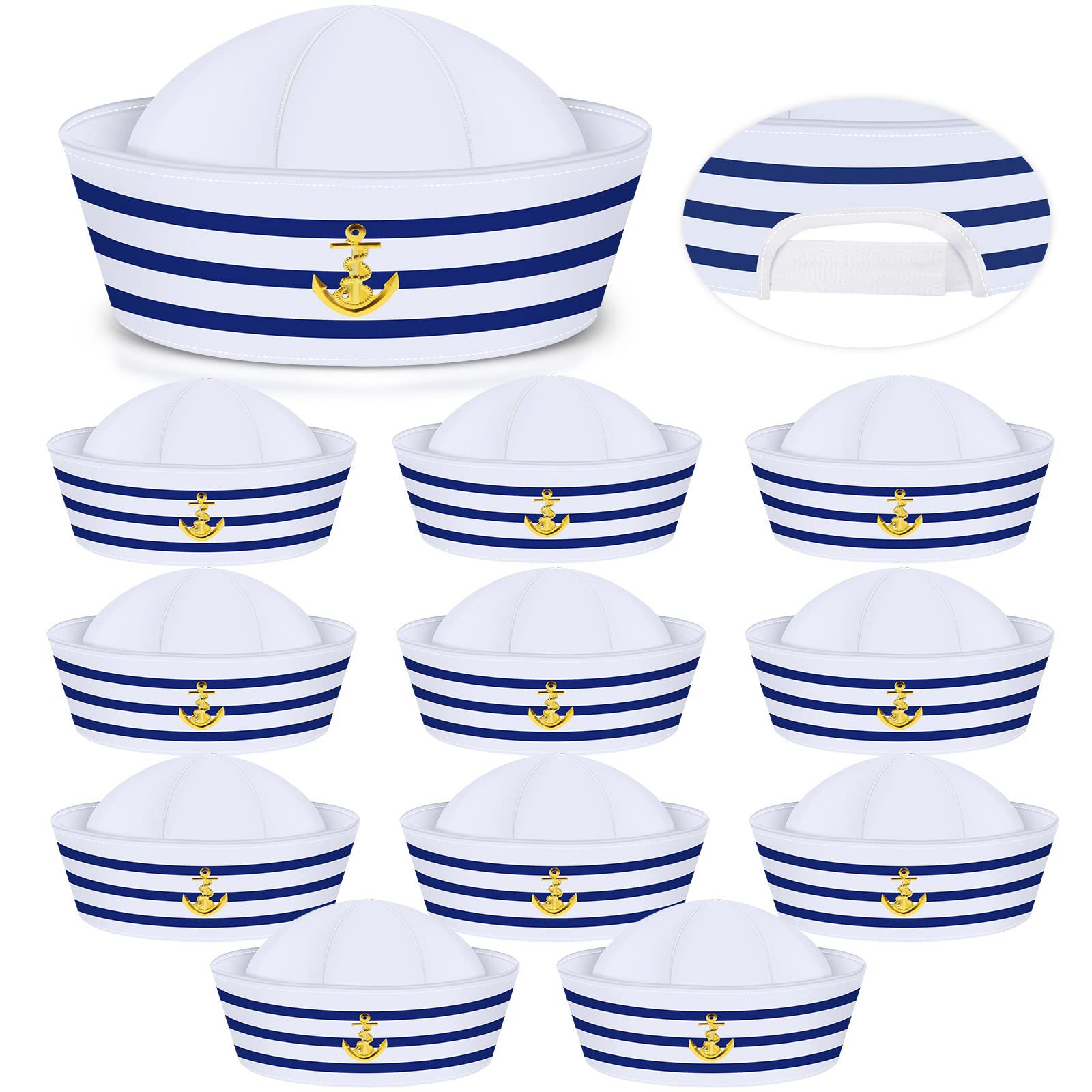Cross-Border Blue and White Striped Sailor Hat with Round Top, Breathable, Brimless, Sun Protection, Amazon Baby Navy Hat Wholesale