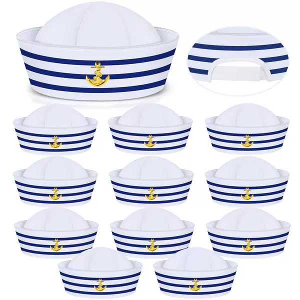 Cross-Border Blue and White Striped Sailor Hat with Round Top, Breathable, Brimless, Sun Protection, Amazon Baby Navy Hat Wholesale