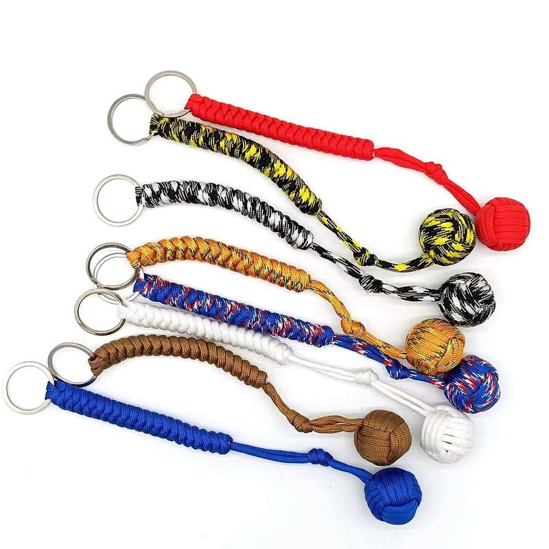 Outdoor Diamond Knot Braided Self-Defense Ball Umbrella Rope Braided Chain Monkey Fist Round Key Chain (Steel Ball) Outdoor Diamond Knot Braided Self-Defense Ball Umbrella Rope Braided Chain Monkey Fist Round Key Chain (Steel Ball)
