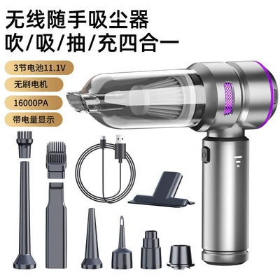 Car Vacuum Cleaner for Tozsoranlar - 121-silver-purple-with-type-c-cable-with-power-display-three-batteries-16000pa