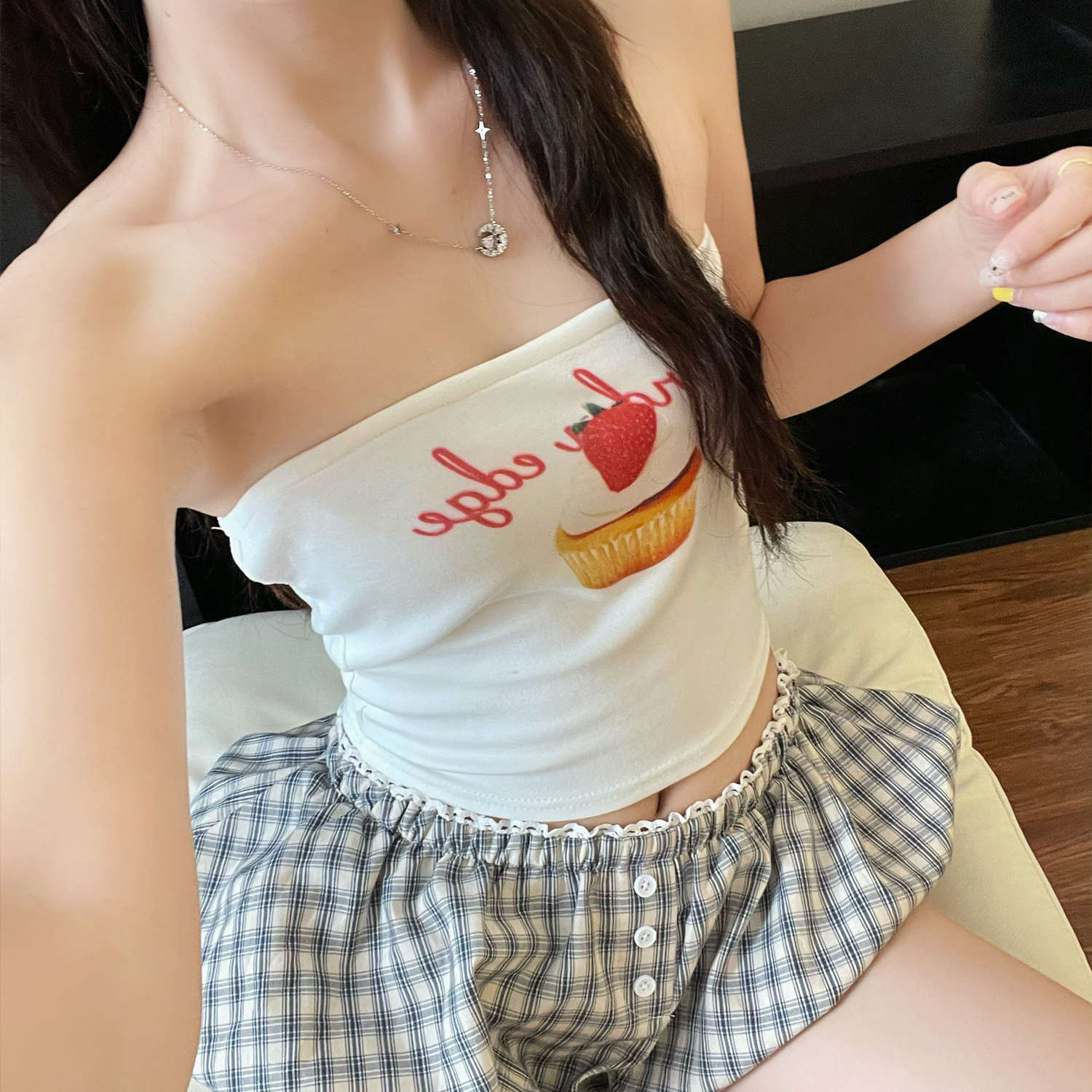 [Ready Stock] Sweet Tube Top Vest Pajamas for Women Summer Sexy Large Size Shorts Home Wear Set for Women Ins