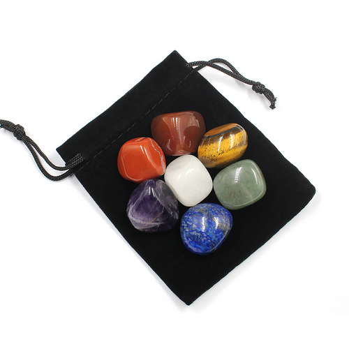 Natural Seven-Color Crystal Tumbled Stones, Large-Grain Raw Crystal Pebbles, Amethyst Natural Crystal Tumbled Stones