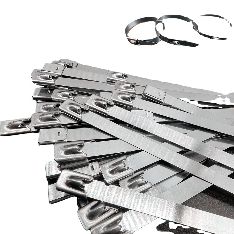 304 atadura de cables de acero inoxidable autobloqueante banda de atadura de cables de metal marina al aire libre resistente a altas temperaturas al por mayor