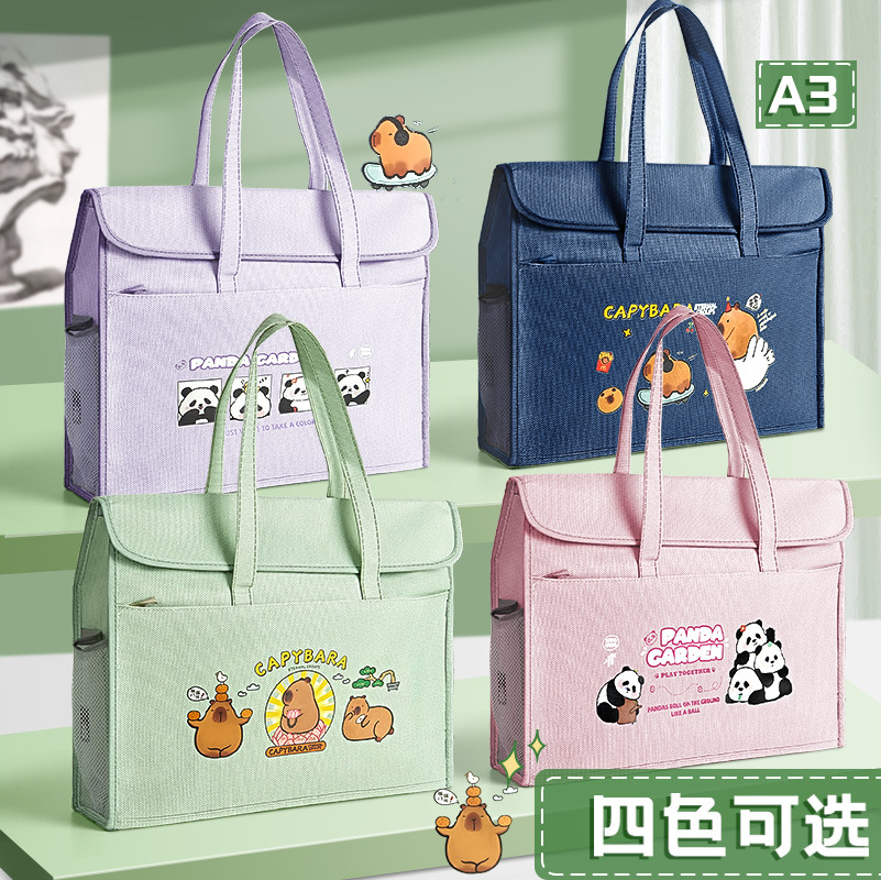 Bolsa de almacenamiento de arte de gran capacidad tipo cremallera portátil bolsas de archivos de estudio de estudiantes A3 bolsas de estudio grandes en stock al por mayor