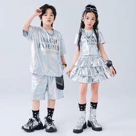 六一爵士舞嘻哈服装儿童街舞hiphop潮服酷帅女孩炸街舞台走秀潮装