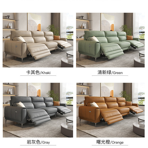 Foshan Furniture Factory zero wall electric sofa genuine leather first layer cowhide multifunctional straight living room Italian sofa