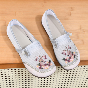 Summer New Mesh Old Beijing Cloth Shoes Breathable Casual All-match Women's Shoes Embroidered Hanfu Shoes Chinese Style Mother Shoes