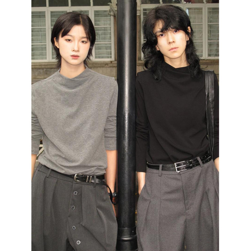 [Same style as worn by Gao Qingchen] sameuoo casual long-sleeve T-shirt for women, autumn casual black top