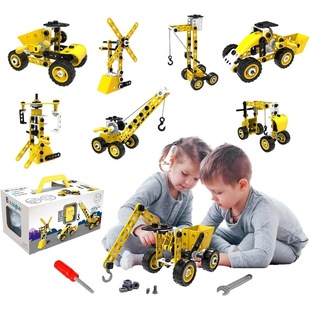 Cross-border new children's soft rubber screw toy assembly aircraft engineering truck nut assembly assembly assembly disassembly building blocks