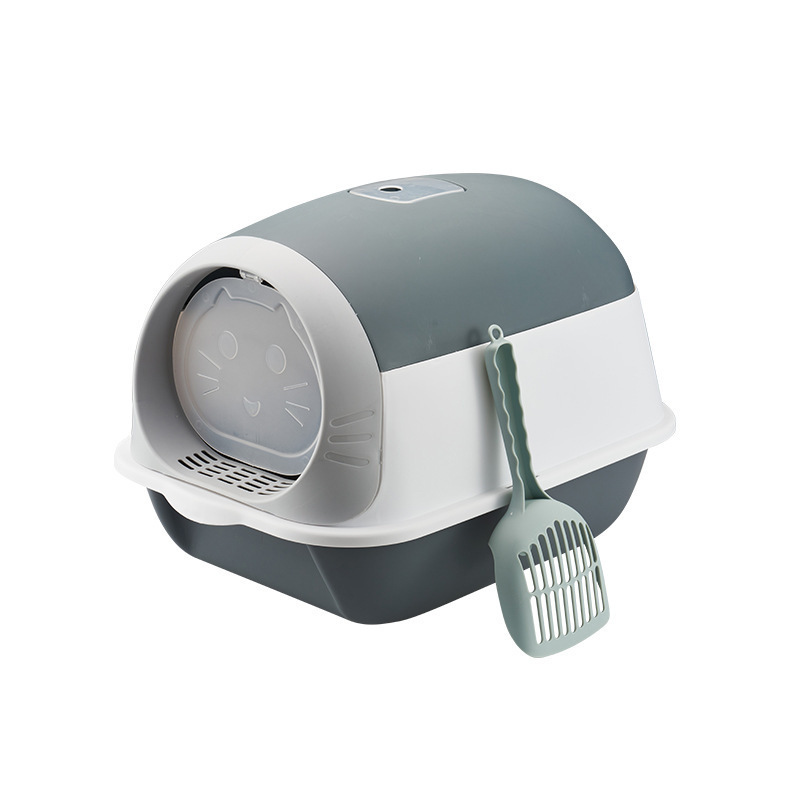 Caja de arena para gatos, inodoro para gatos semicerrado, con protección UV, antideslizante, antirollos, venta al por mayor, antirollos y con esterilización.