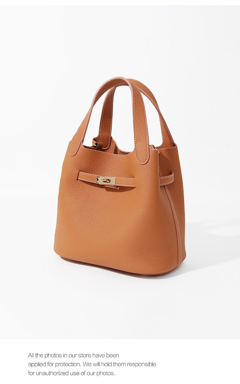 Túi bucket nữ rút dây dáng thùng đeo chéo kiểu mới — Màu nâu cognac chi tiết 4