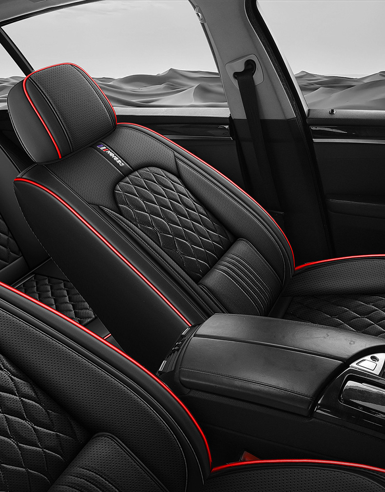 25 New Export Models Lingge Full Leather Fixed Lumbar Support Car Seat Cushion Four-Season Universal Seat Cushion Seat Cover Wholesale
