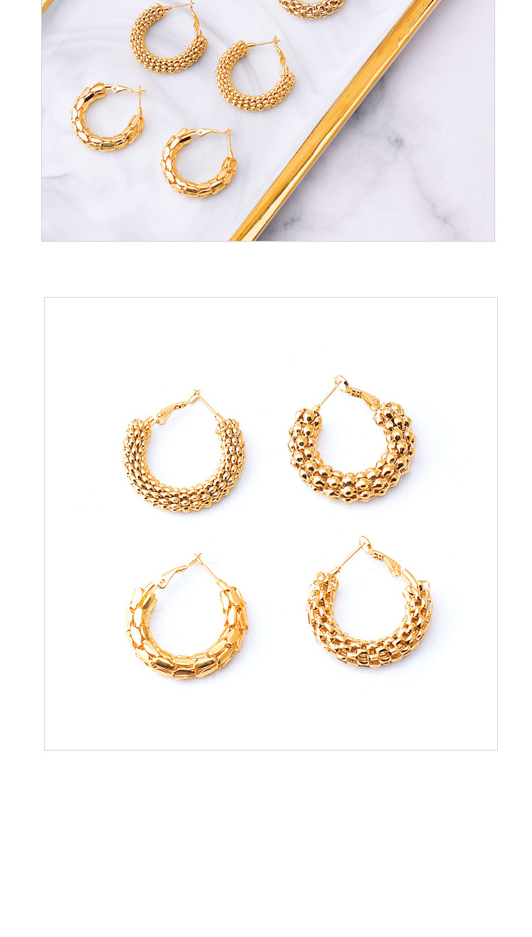 Daily Occasion 304 Stainless Steel Material Geometric, Solid Color Pattern PVD Coated Real Gold Plated 18K Gold Geometric Solid Color 304 Stainless Steel Vintage Style Waterproof Non Tarnish Hoop Earrings
