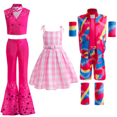 Barbie cosplay costume 2024 real person movie Barbie dress ken Halloween children cosplay clothing
