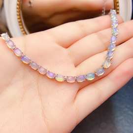 跨境专供天然欧泊手链轻奢高级感手链珠串4*6mm新款手饰