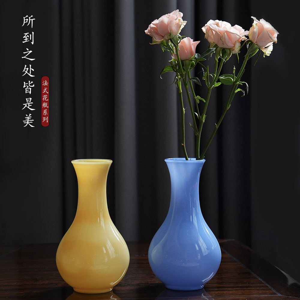 Nuevo jarrón de vidrio chino medieval de alto valor visual francés flor seca hidroponía arreglos florales decoración del hogar retro ornamentos