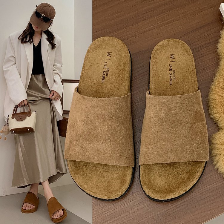 Isn’T It so Pretty to Wear These Women’S Shoes? Flat Pure Color Slippers Eva Foam Rubber Cow