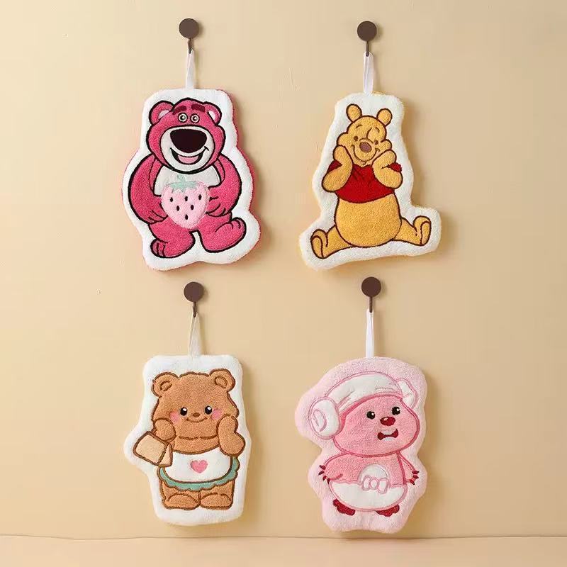 バターベアハンドタオルかわいい漫画キッチンハンドタオルハンギング吸収性タオルハンカチ糸くずの出ない雑巾|undefined
