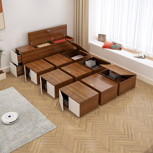 New Multifunctional Tatami Bed Box Storage Bed Rubik's Cube Combination Bed Small Apartment Balcony Study Floor Bed Wardrobe