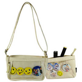 日系吧唧包痛包定制 二次元帆布斜跨包 pvc透明展示包显眼手机包