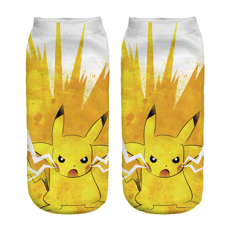 pokemon Elf Baby Pikachu Digital 3d Printing Cartoon Female Short Socks Wholesale