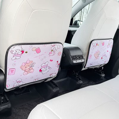 Kitten Cartoon Cute Car Seat Back Anti-kick Pad Simple and Comfortable Dirt-resistant Storage Bag Anti-kick Pad Dirty Pad (Chair back anti-kick pad) - kitten-anti-kick-pad-2-sheets