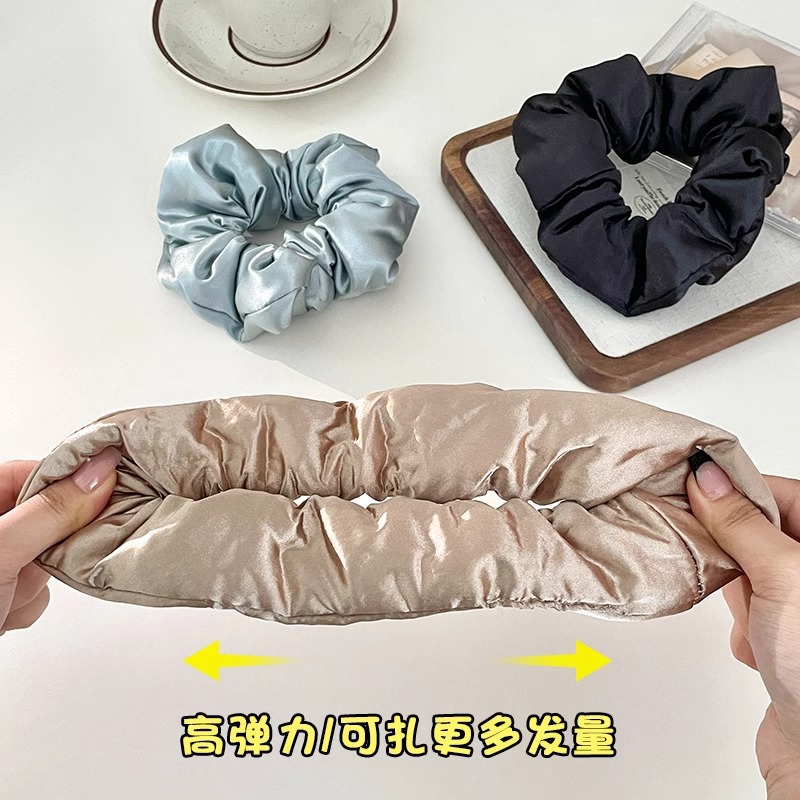 French Satin Bowel Pillow Large Size Silk Sleeping Hair Rope High Elastic Curly Hair Artifact Hair Rope for Women