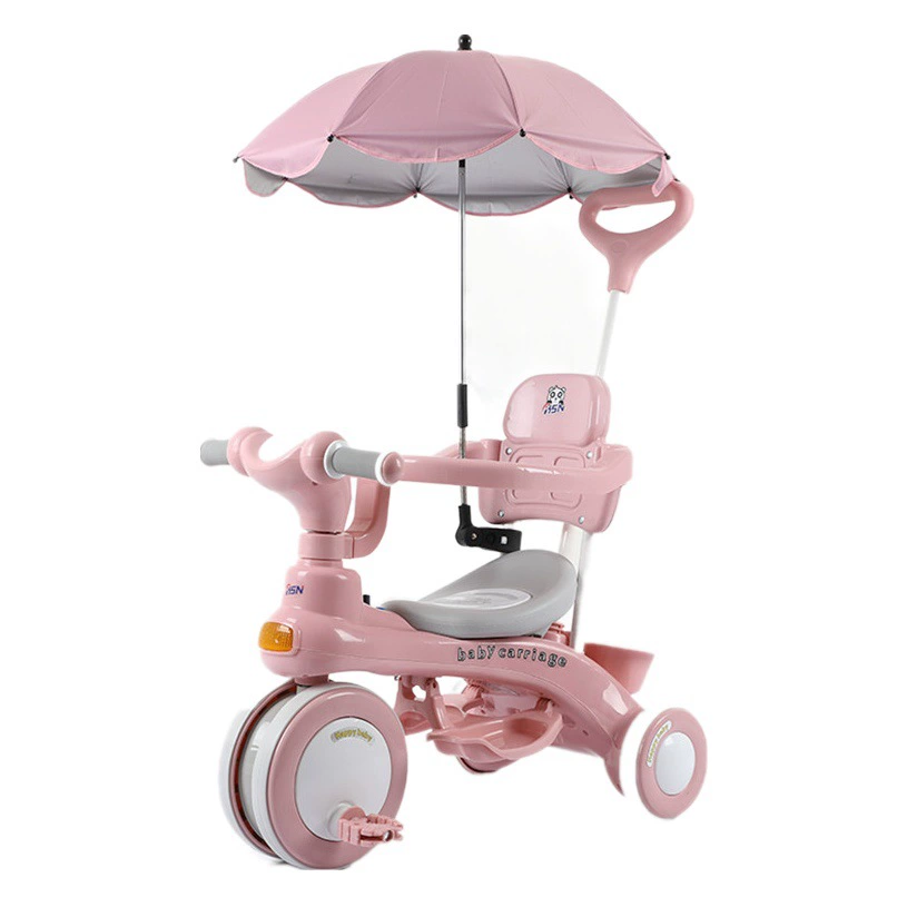 Детский трехколесный велосипед для детей от 1 до 6 лет, с возможностью толкания и катания, со светом и музыкой, коляска-трансформер