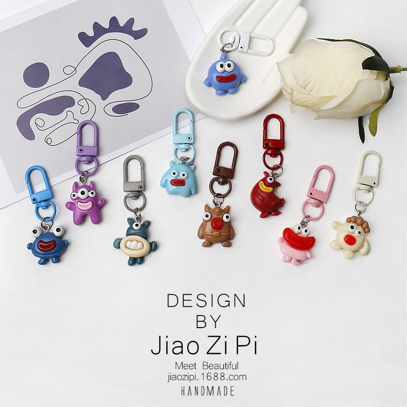 Funny Ugly Cute Cartoon Monster Keychain Creative Personality Hanging Jewelry Backpack Bag Pendant Daily All-match Accessories