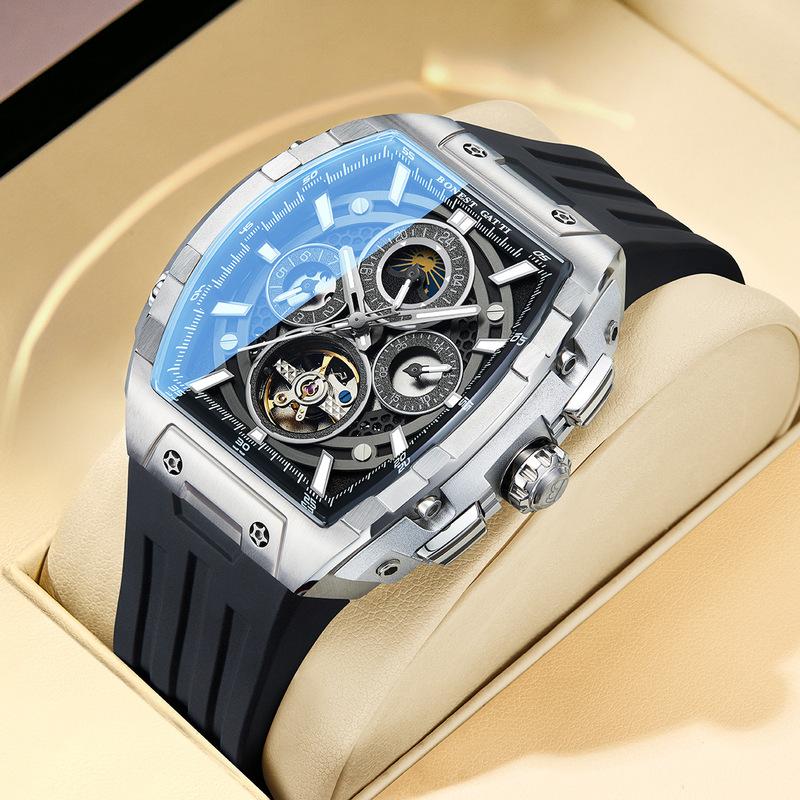 German Bugatti Bonest Gatti Watch Brand Fully Automatic Mechanical Watch Men's Barrel Type Business Style