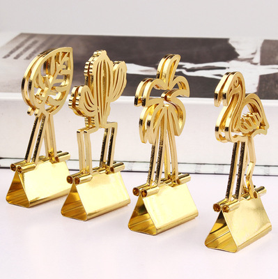 New products recommend originality Special-shaped Hollow Handle Binder Clips to work in an office Storage Clamp Metal Paper clips Manufactor customized