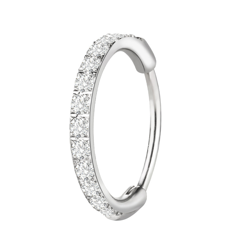 Zesen F136 Titanium Alloy One-Piece Diamond Earrings Carved with Zircon G23 Titanium Round Wire Earrings detail image 10